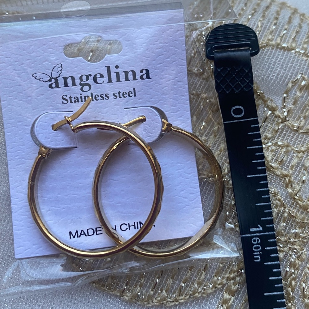 Angelina Stainless Steel Gold Hoop Earrings Holiday Gift